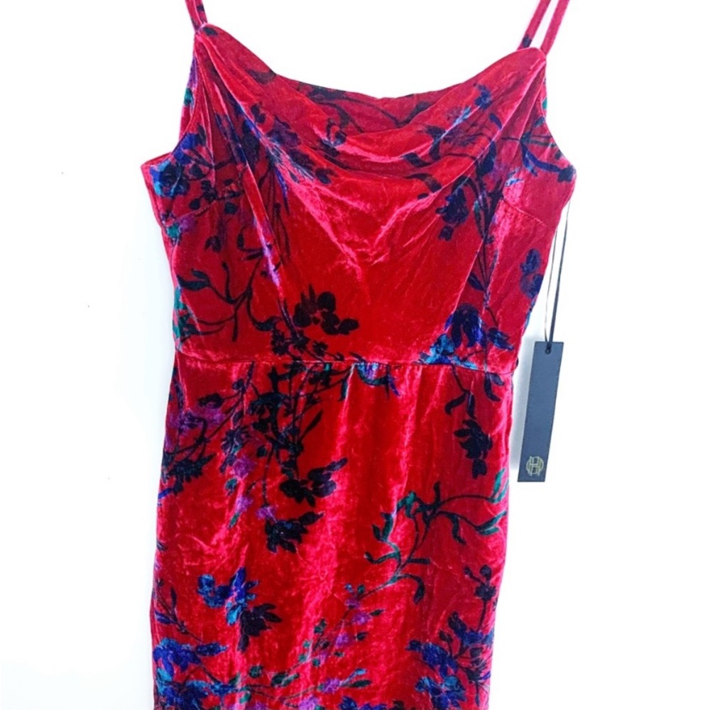 REVOLVE Red Velvet Floral Midi Dress - Picture 5 of 13